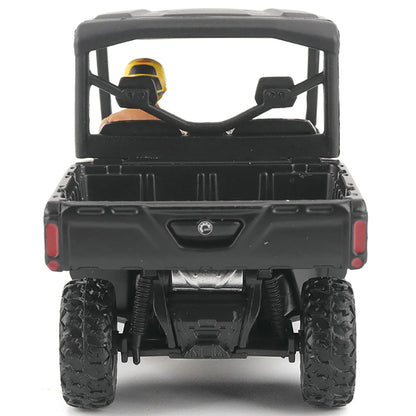 Black off-road vehicle with a person inside on a white background