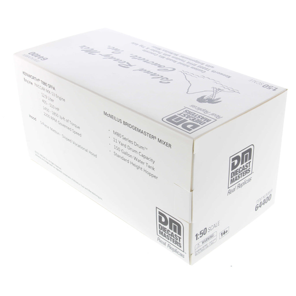 A white cardboard box of Island Ready-Mix Concrete, Inc. model kit mix, featuring a 1:50 scale logo and illustration of a small tropical island.