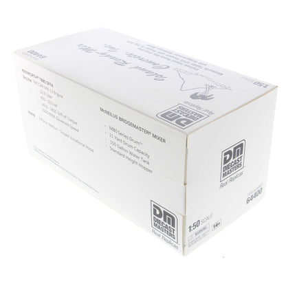 A white cardboard box of Island Ready-Mix Concrete, Inc. model kit mix, featuring a 1:50 scale logo and illustration of a small tropical island.