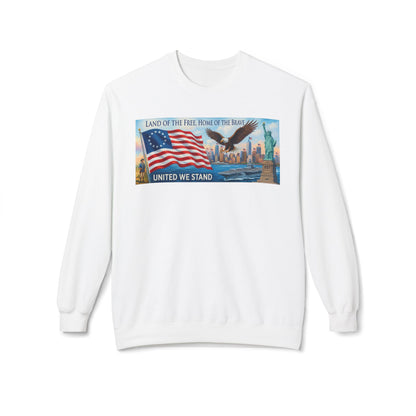 Betsy Ross Patriotic Crewneck Sweatshirt - "United We Stand" Eagle & Flag (We The People)
