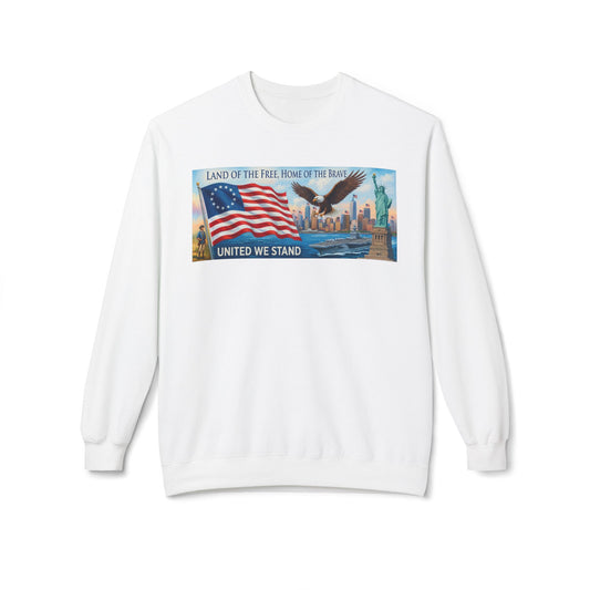 Betsy Ross Patriotic Crewneck Sweatshirt - "United We Stand" Eagle & Flag (We The People)