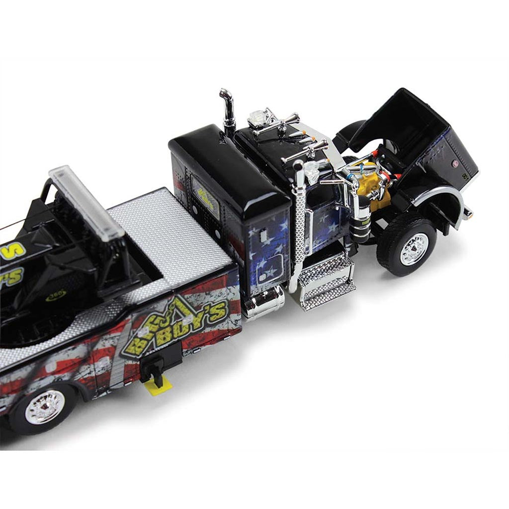 Peterbilt 389 with Century Model 1150 Rotator Tow Truck "Big Boy's Towing & Recovery" (Black with USA Flag Mural)