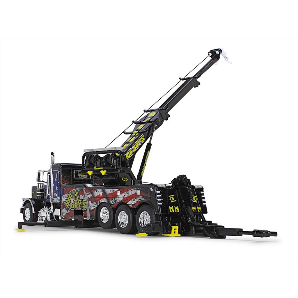 Peterbilt 389 with Century Model 1150 Rotator Tow Truck "Big Boy's Towing & Recovery" (Black with USA Flag Mural)