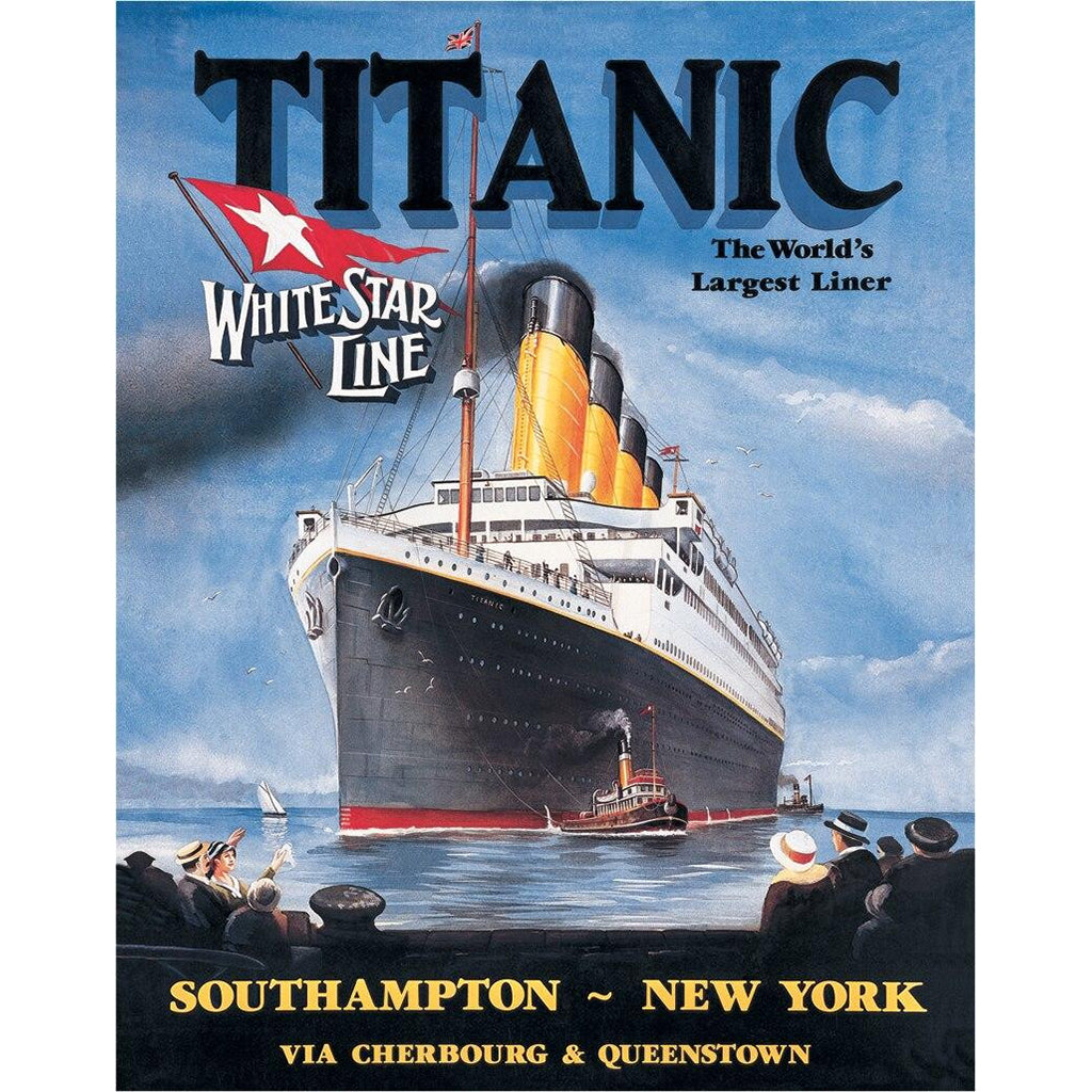 Vintage poster of the Titanic with White Star Line branding