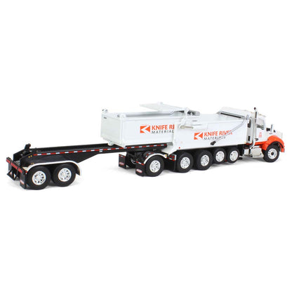 Kenworth T880 Dump Truck w/Rogue Transfer Dump Trailer "Knife River" (White/Orange)