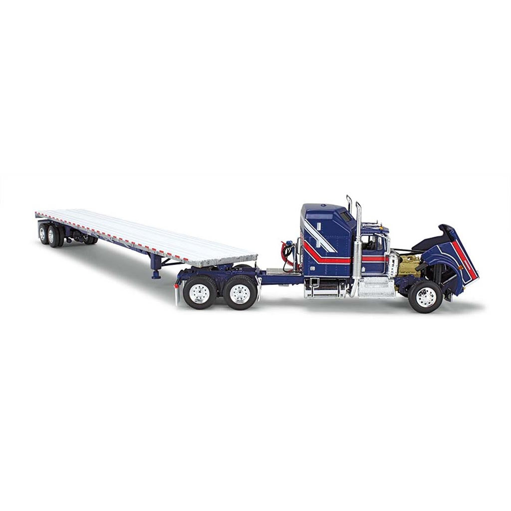 Kenworth W900A Aerodyne Sleeper Cab w/Wilson 53' Roadbrute Flatbed Trailer "Liberty Edition" (Blue/Red)