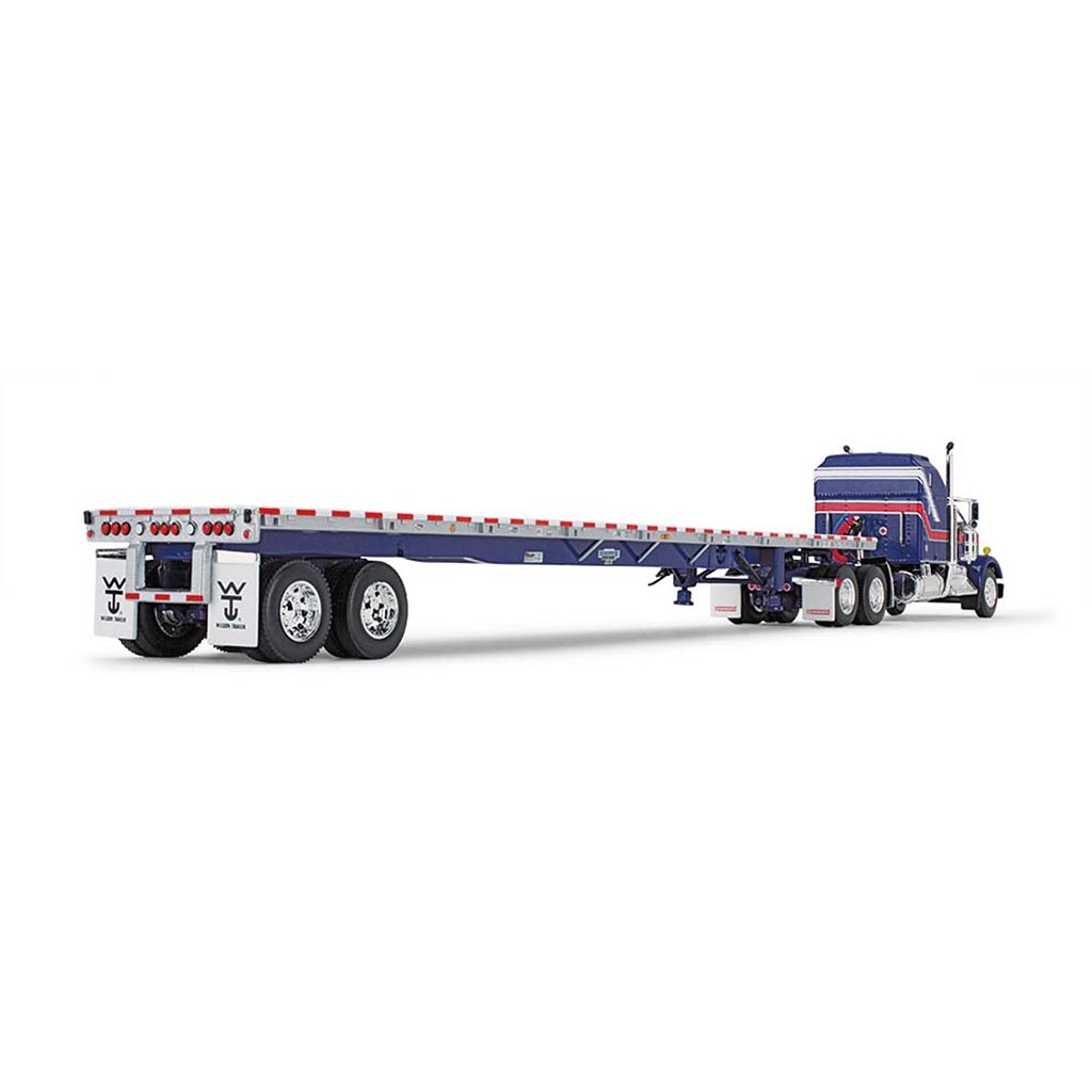 Kenworth W900A Aerodyne Sleeper Cab w/Wilson 53' Roadbrute Flatbed Trailer "Liberty Edition" (Blue/Red)