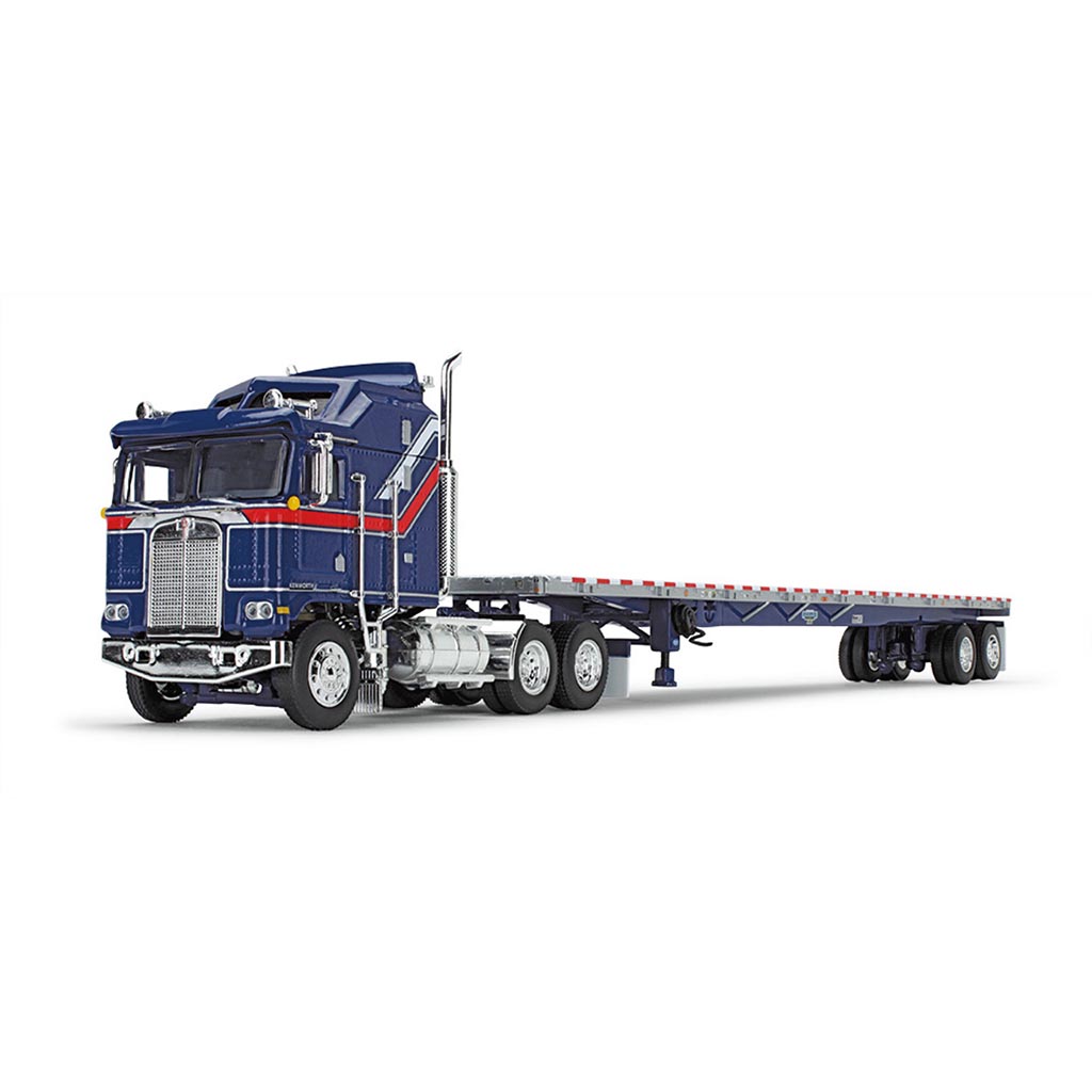 Kenworth K100 Aerodyne Sleeper Cab w/Wilson 53' Roadbrute Flatbed Trailer "Liberty Edition" (Blue/Red)