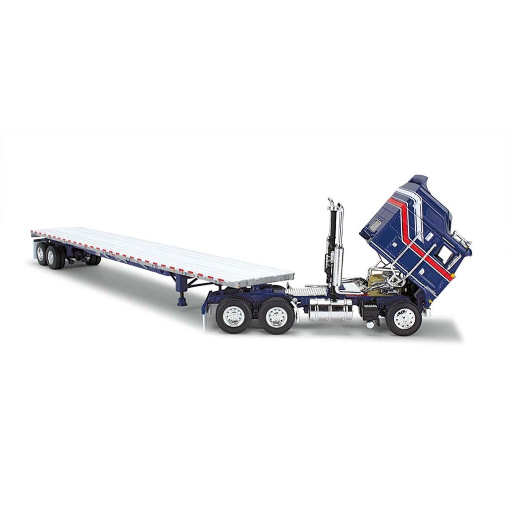 Kenworth K100 Aerodyne Sleeper Cab w/Wilson 53' Roadbrute Flatbed Trailer "Liberty Edition" (Blue/Red)