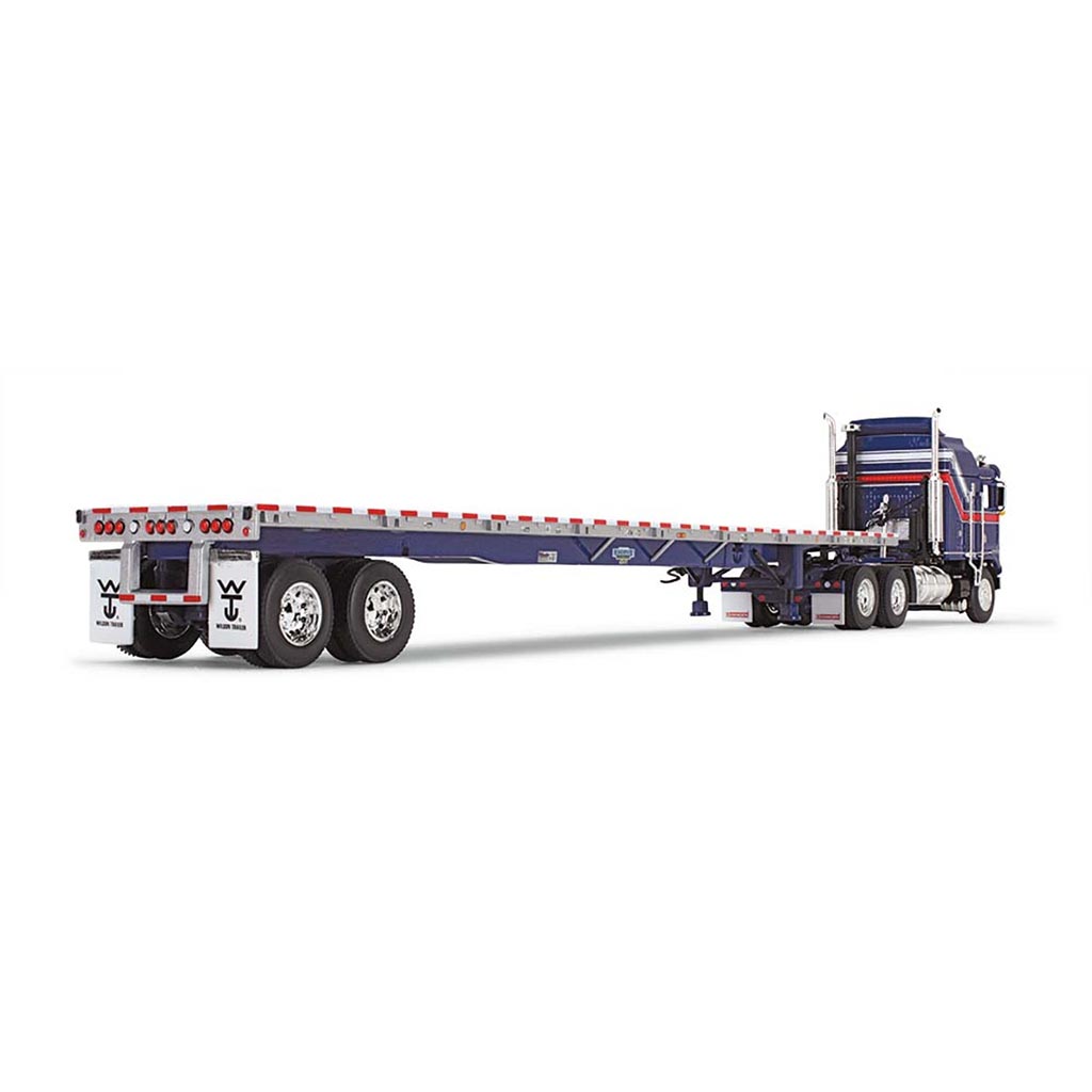 Kenworth K100 Aerodyne Sleeper Cab w/Wilson 53' Roadbrute Flatbed Trailer "Liberty Edition" (Blue/Red)