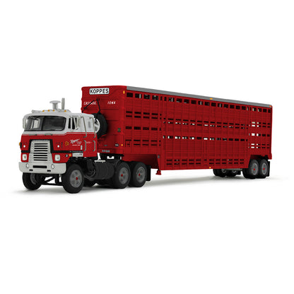 International 4070B Transtar II COE w/45' Wilson Livestock Trailer "Koppes Truck Line" (Red/White)