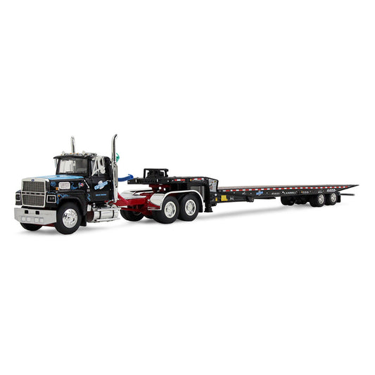 Model of a tow truck with a trailer on a white background