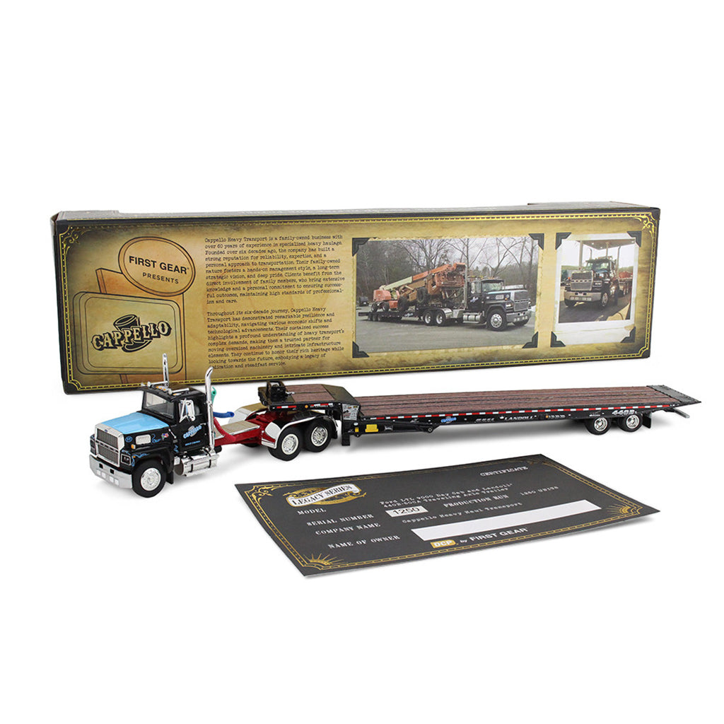 Model truck with trailer and packaging on a white background