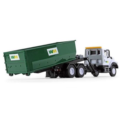 International WorkStar Roll-Off Truck with Roll-Off Container "Waste Management" (White/Green)