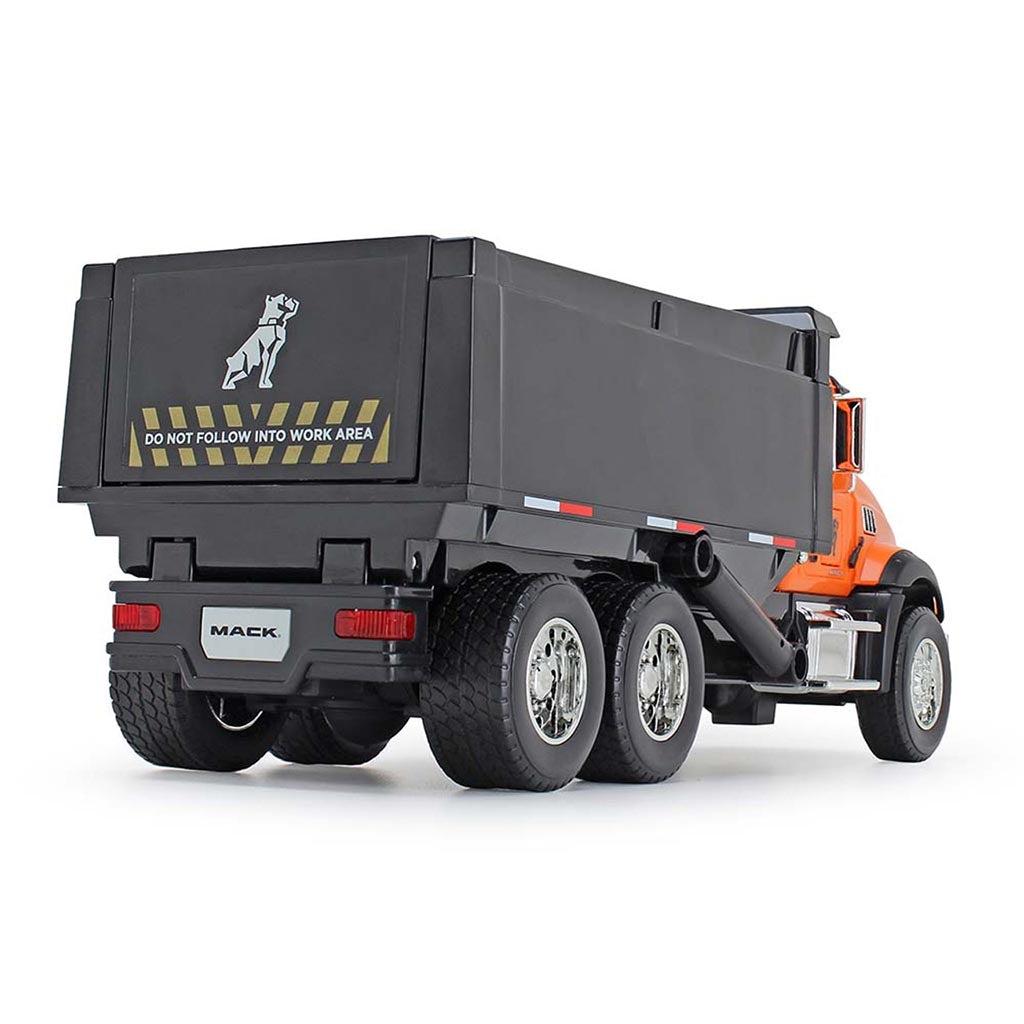 Mack Granite Dump Truck with Lights & Sounds (Orange/Black)