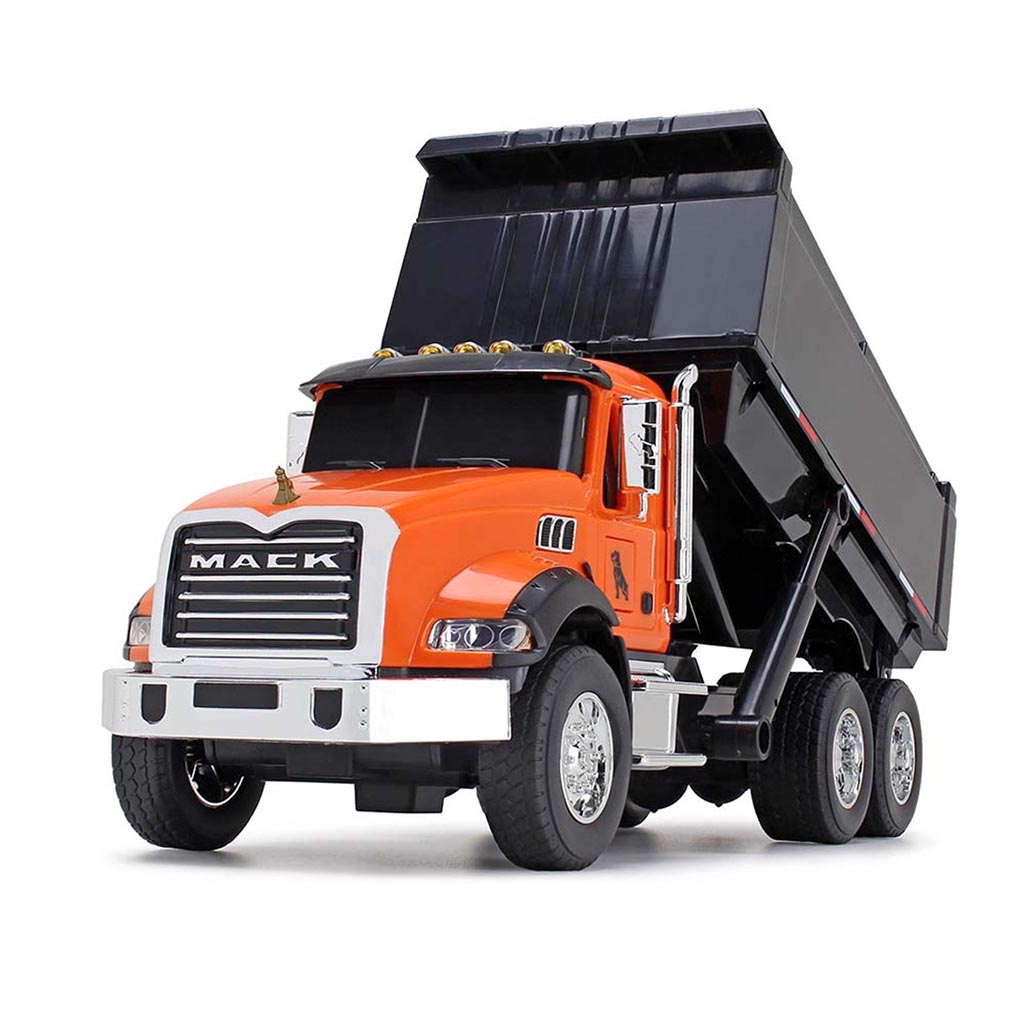 Mack Granite Dump Truck with Lights & Sounds (Orange/Black)