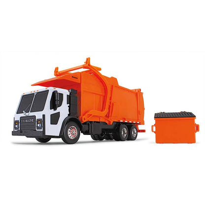 Mack LR w/McNeilus Meridian Front Load Refuse Truck Body and Bin (White/Orange) (Lights & Sounds)