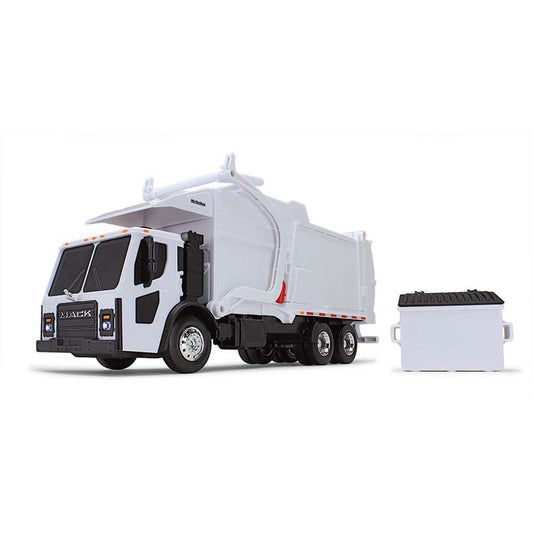 Mack LR w/McNeilus Meridian Front Load Refuse Truck Body and Bin (White) (Lights & Sounds)