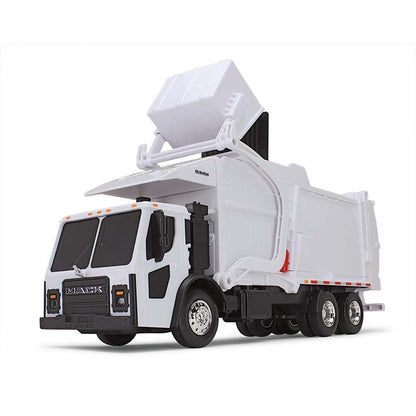 Mack LR w/McNeilus Meridian Front Load Refuse Truck Body and Bin (White) (Lights & Sounds)