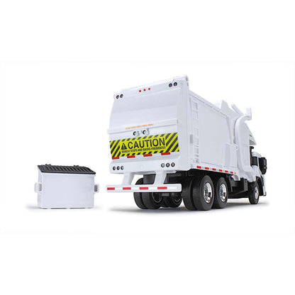 Mack LR w/McNeilus Meridian Front Load Refuse Truck Body and Bin (White) (Lights & Sounds)