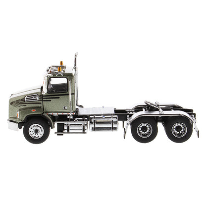 1:50 Scale Diecast Model Western Star 4700 Day Cab Tandem-Axle Tractor in Olive Green on a White Background