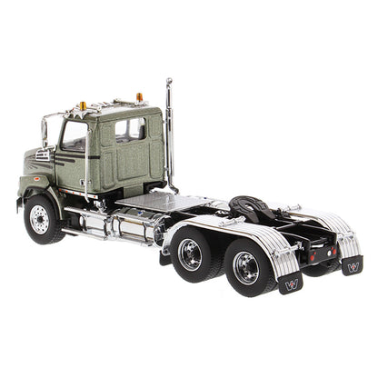 1:50 Scale Diecast Model Western Star 4700 Day Cab Tandem-Axle Tractor in Olive Green on a White Background
