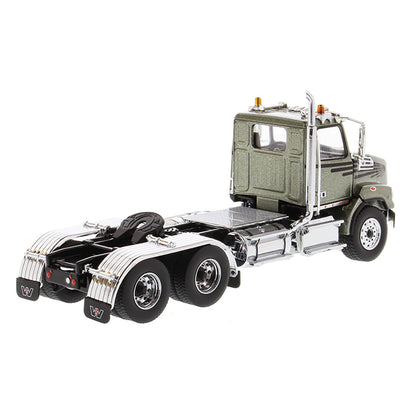 1:50 Scale Diecast Model Western Star 4700 Day Cab Tandem-Axle Tractor in Olive Green on a White Background