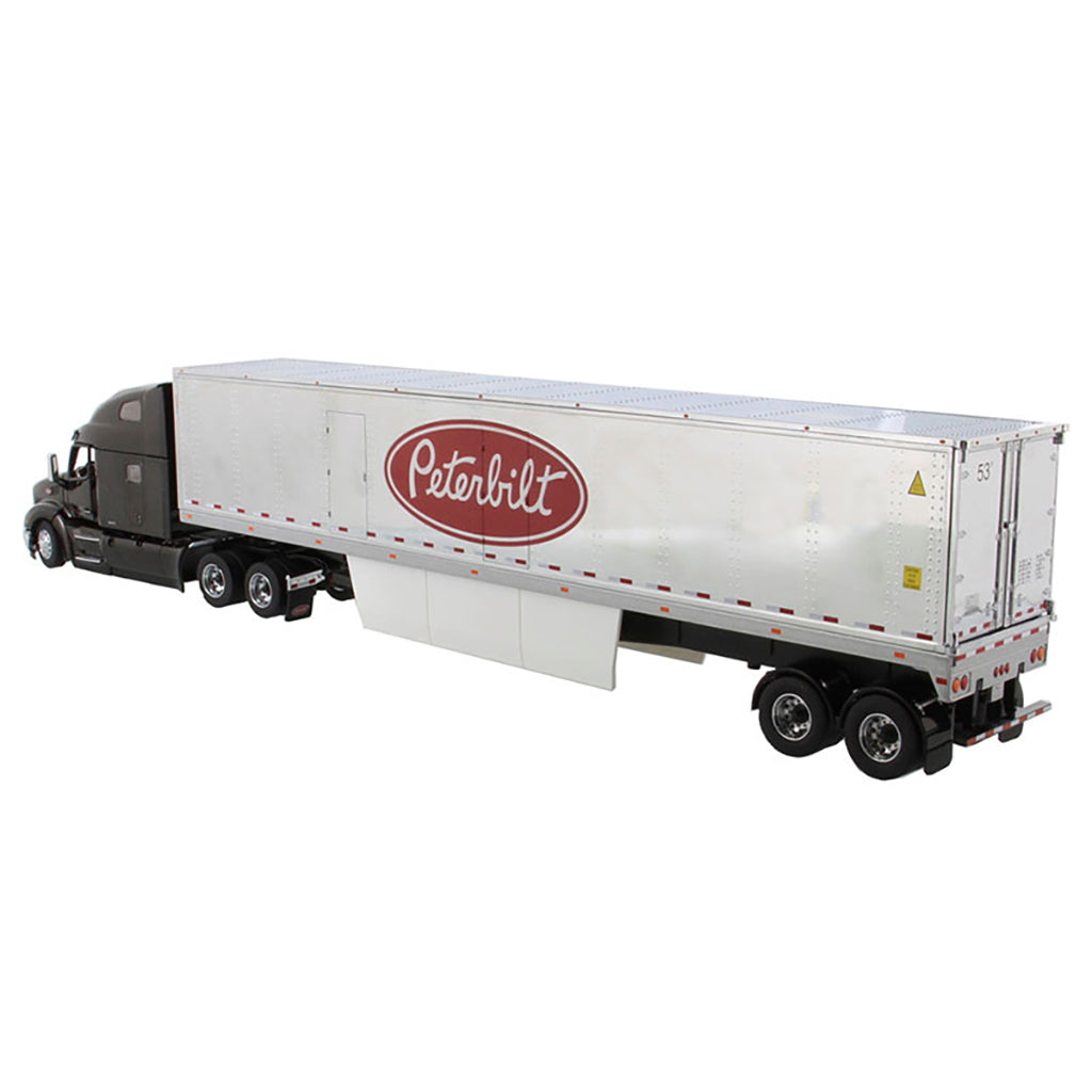 Peterbilt 579 UltraLoft Sleeper Cab Tractor (Legendary Black) w/53' Refrigerated Goods Trailer (Chrome Plated)