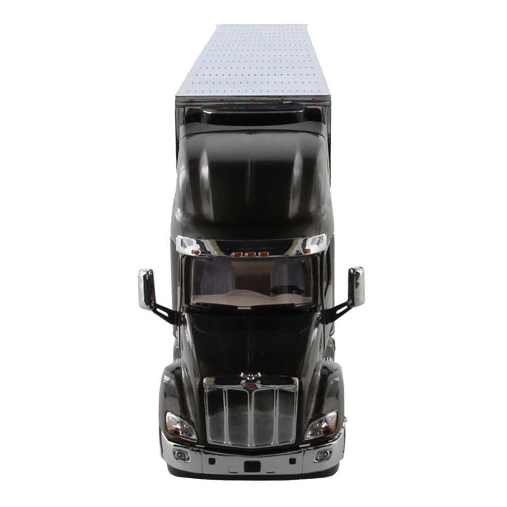 Peterbilt 579 UltraLoft Sleeper Cab Tractor (Legendary Black) w/53' Refrigerated Goods Trailer (Chrome Plated)