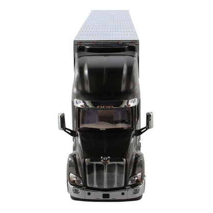 Peterbilt 579 UltraLoft Sleeper Cab Tractor (Legendary Black) w/53' Refrigerated Goods Trailer (Chrome Plated)