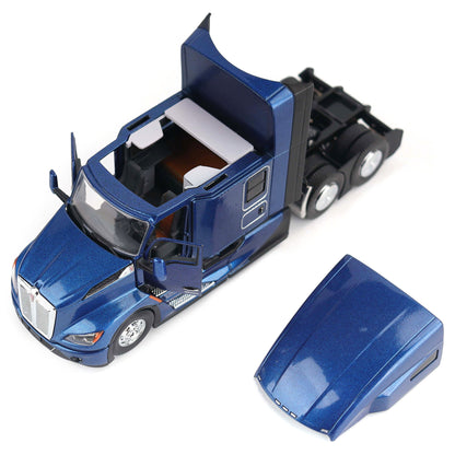 Blue model Kenworth T680 truck on a white background