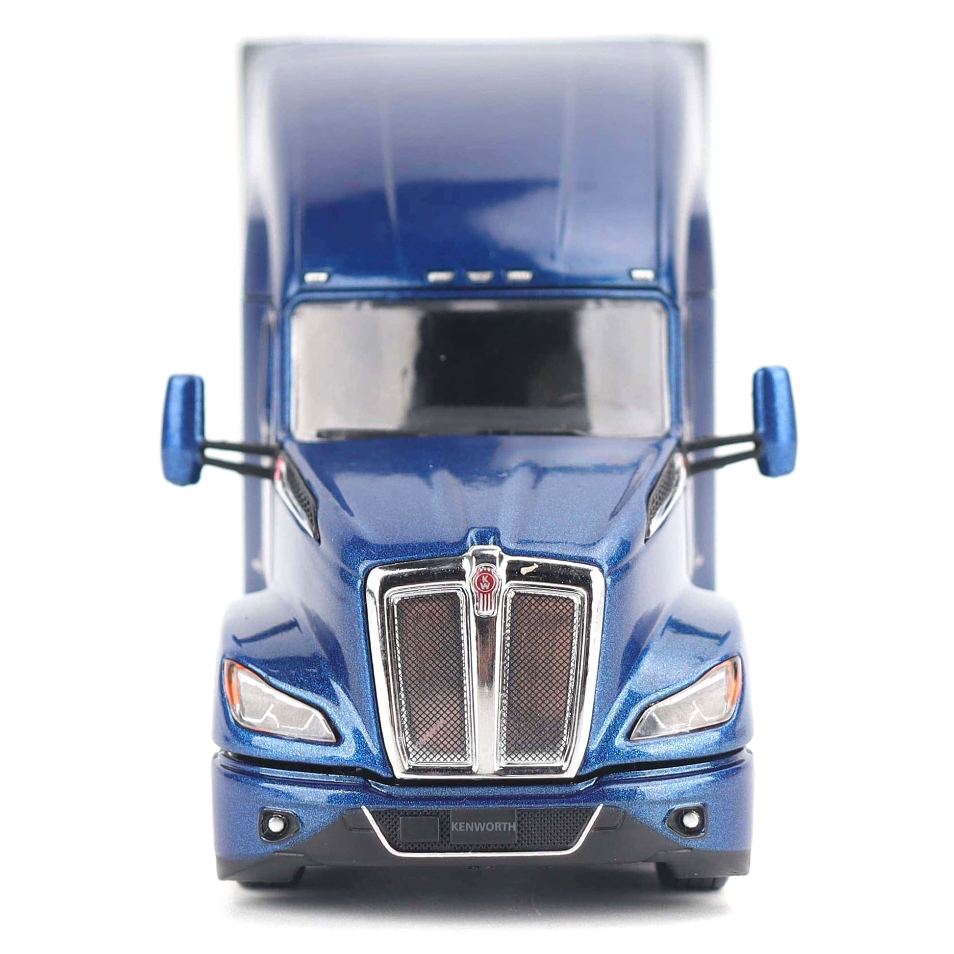 Blue model Kenworth T680 truck on a white background