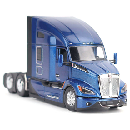 Blue model Kenworth T680 truck on a white background