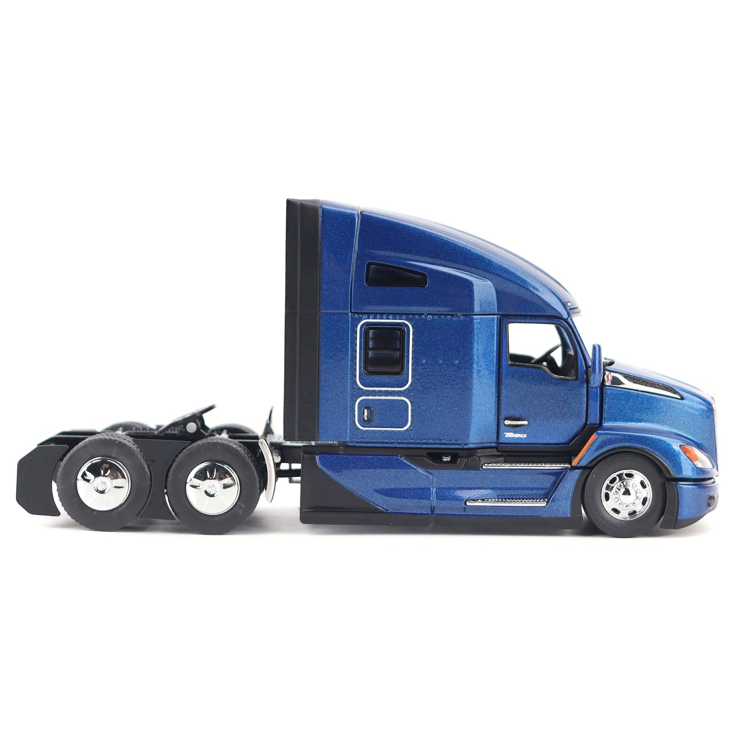 Blue model Kenworth T680 truck on a white background
