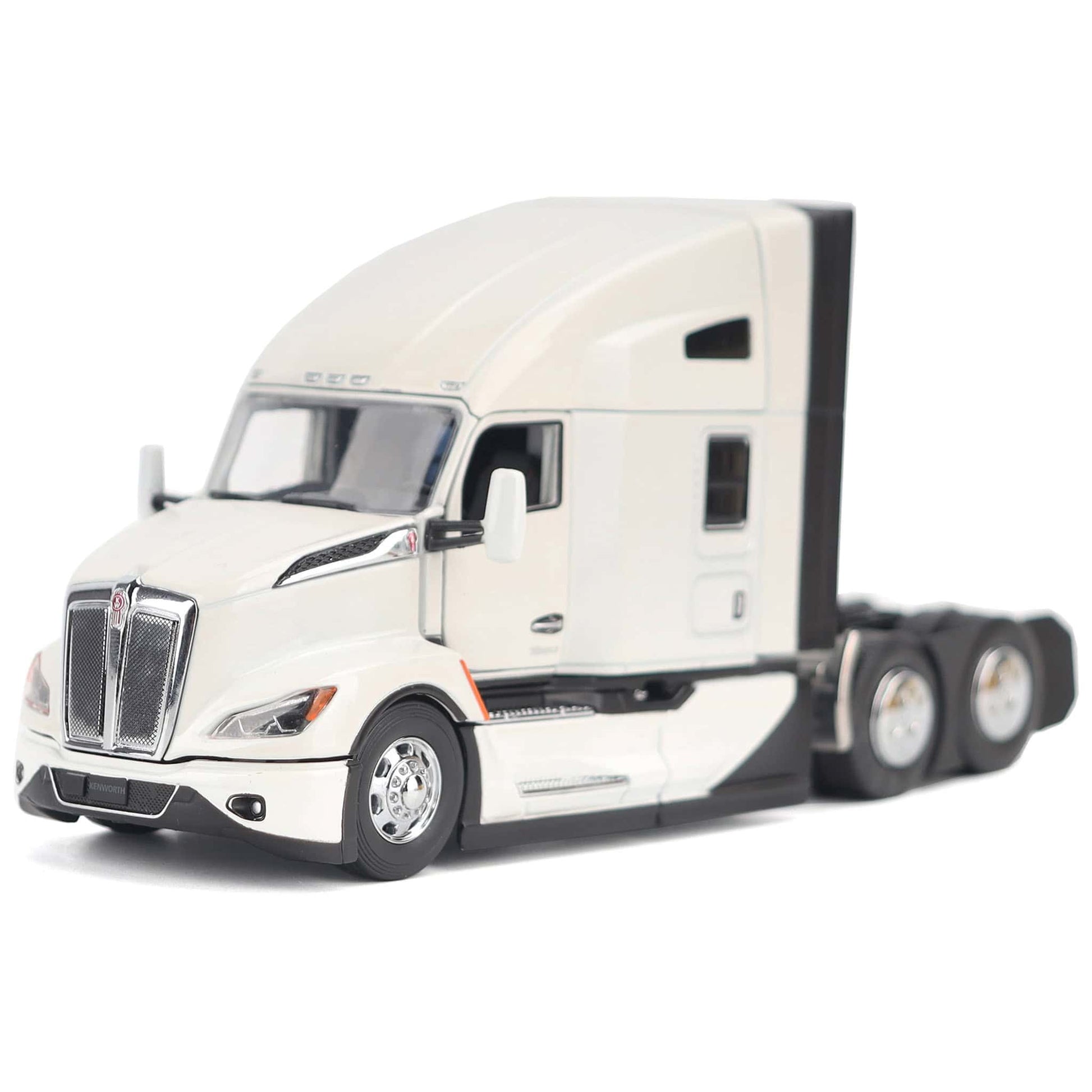 Model of a white Kenworth T680 semi-truck on a white background