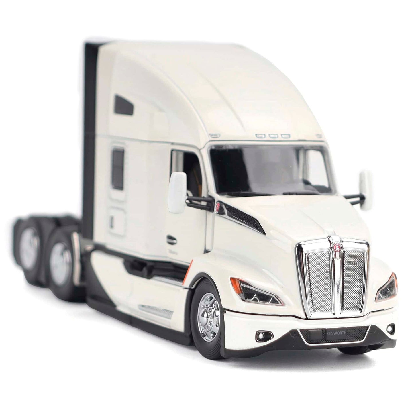 Model of a white Kenworth T680 semi-truck on a white background
