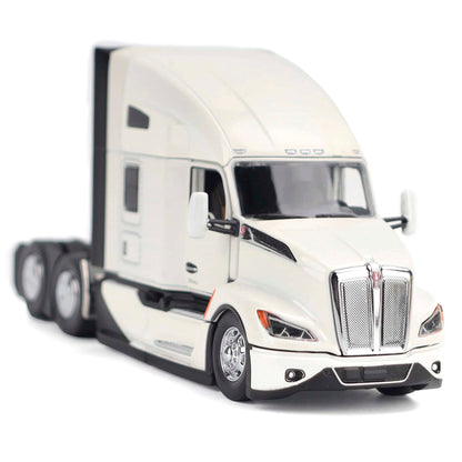 Model of a white Kenworth T680 semi-truck on a white background