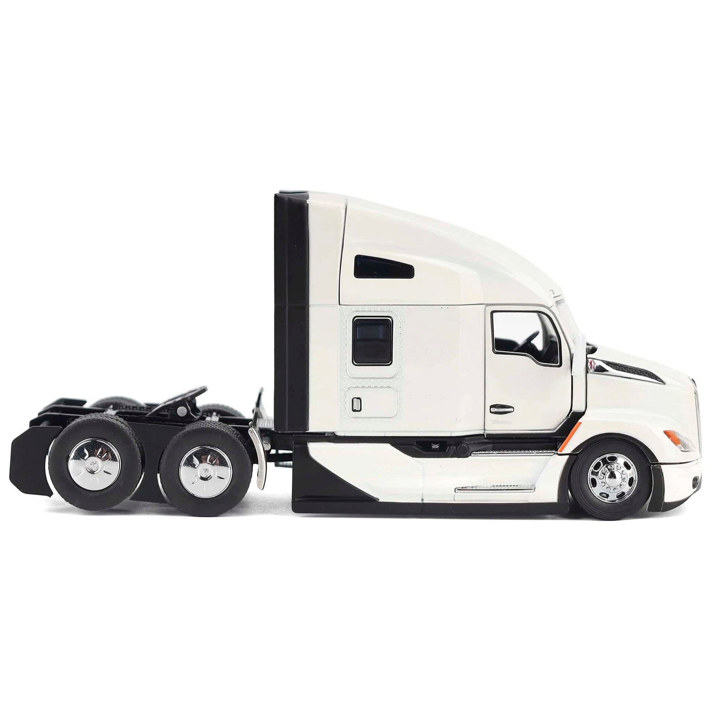 Model of a white Kenworth T680 semi-truck on a white background