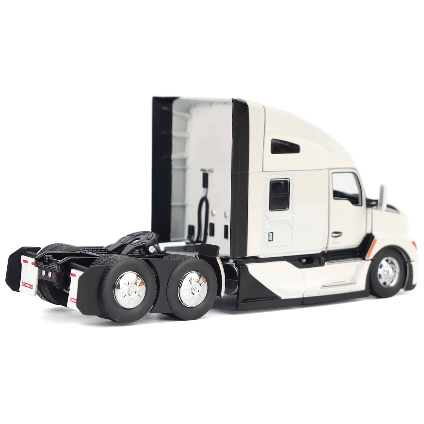 Model of a white Kenworth T680 semi-truck on a white background