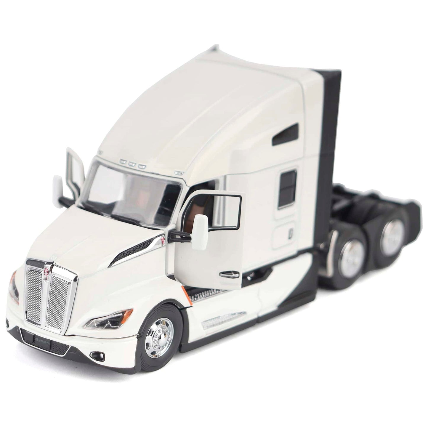 Model of a white Kenworth T680 semi-truck on a white background