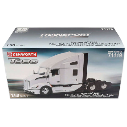 Boxed Kenworth T680 model truck on a white background