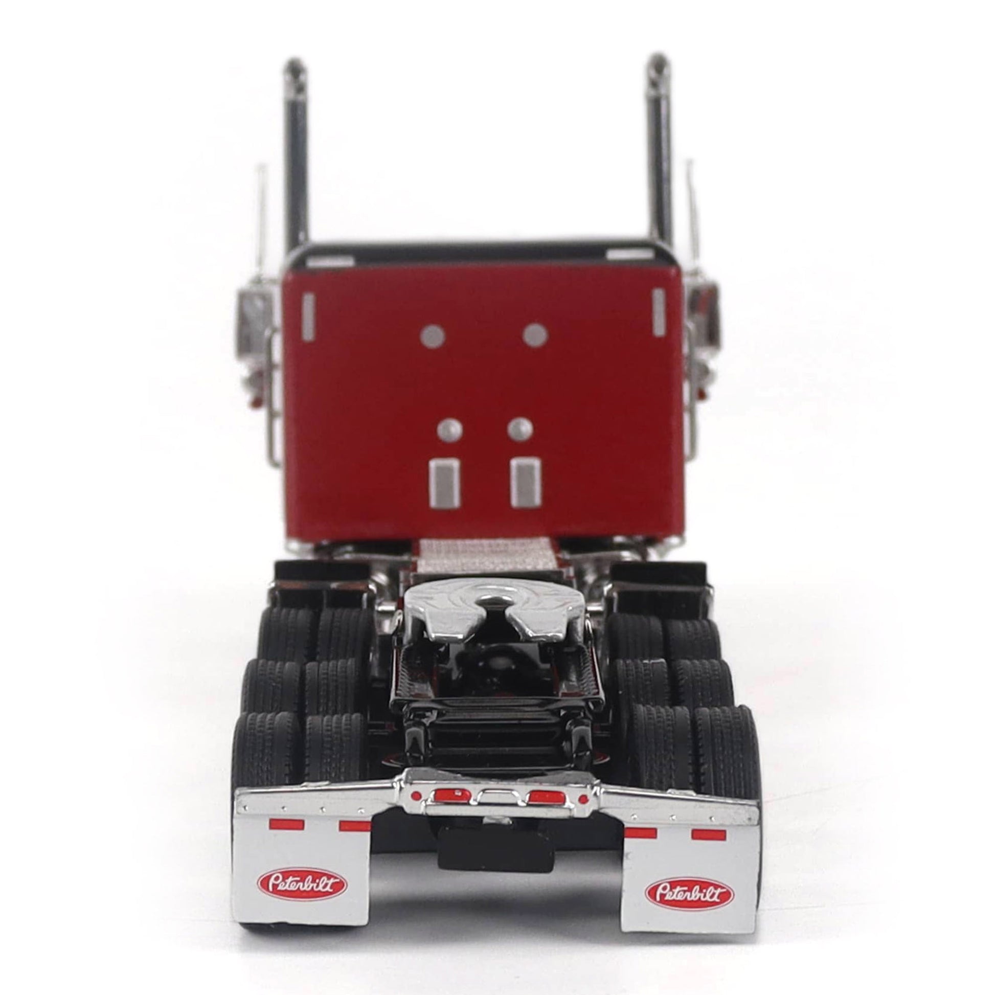 Model of a Peterbilt Model 589 Legendary Package Tri-Axle Sleeper Semi-Tractor on a White Background