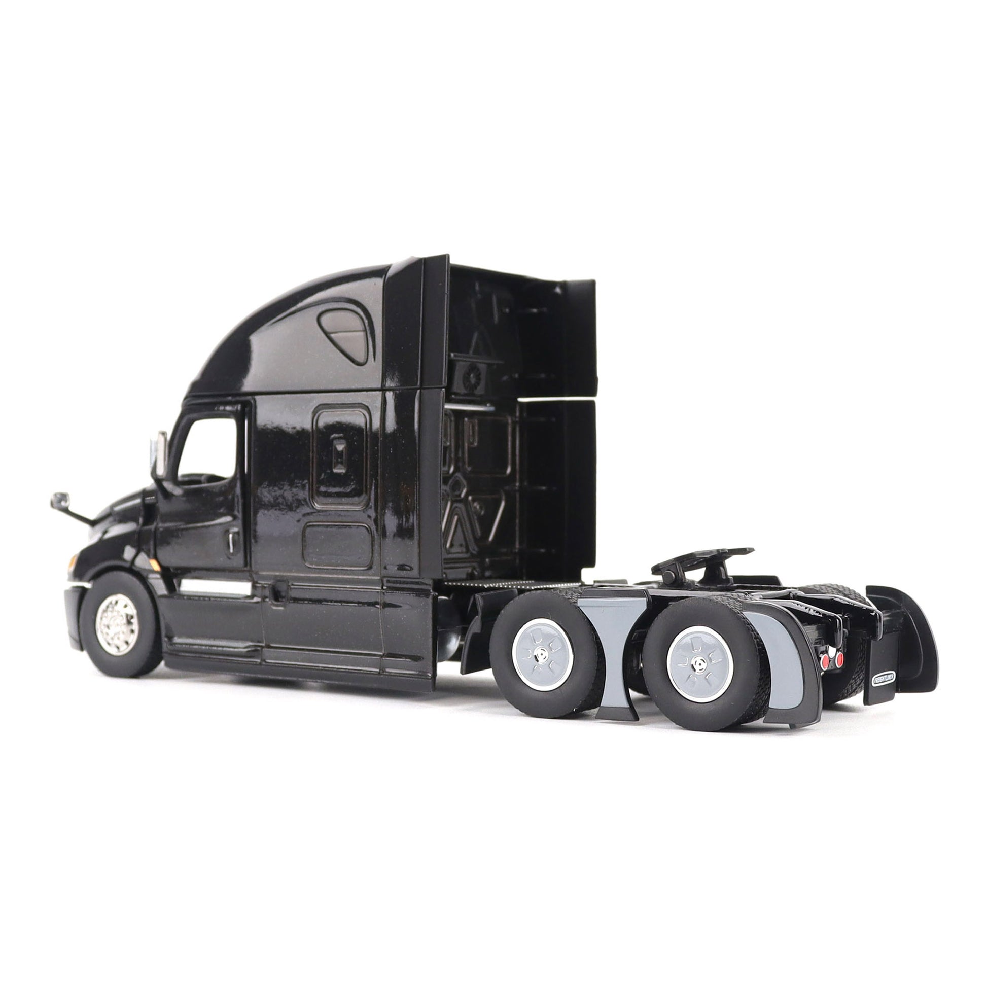 Model of a Black 2018 Freightliner Cascadia Hi-Roof Sleeper Tractor on a White Background