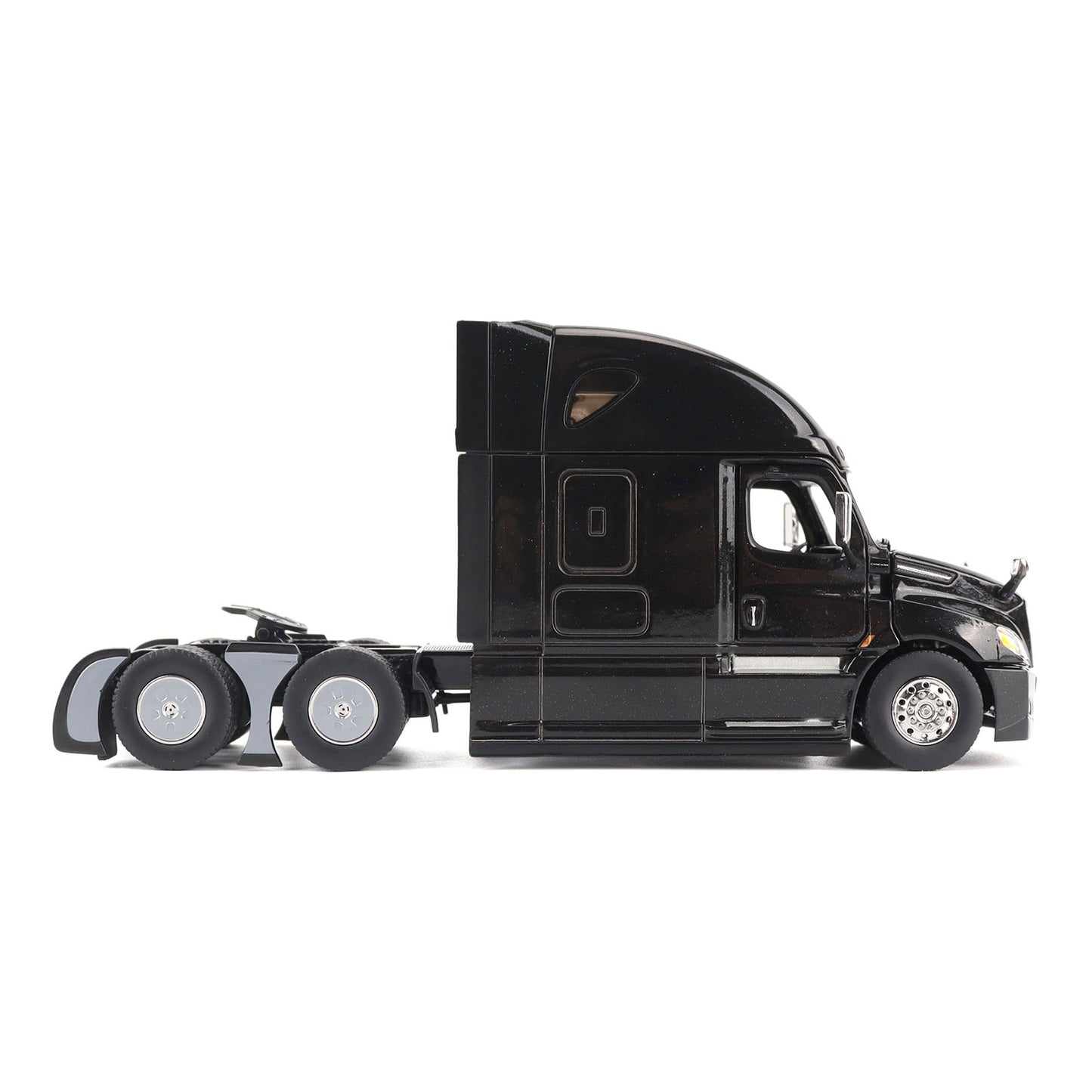 Model of a Black 2018 Freightliner Cascadia Hi-Roof Sleeper Tractor on a White Background