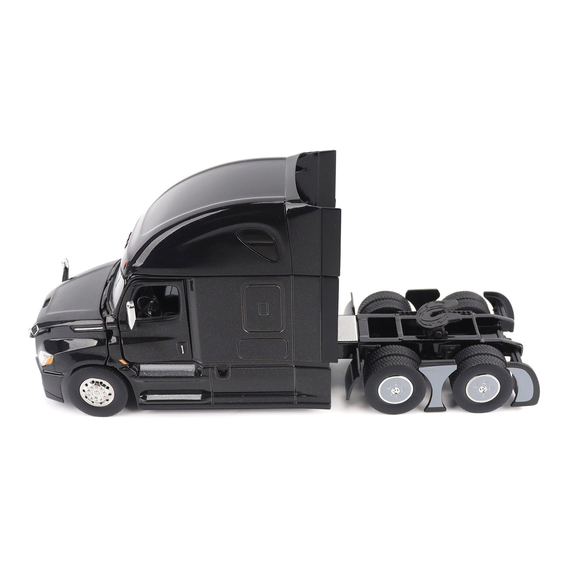 Model of a Black 2018 Freightliner Cascadia Hi-Roof Sleeper Tractor on a White Background