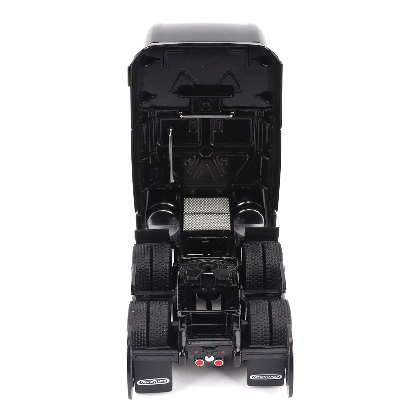Model of a Black 2018 Freightliner Cascadia Hi-Roof Sleeper Tractor on a White Background