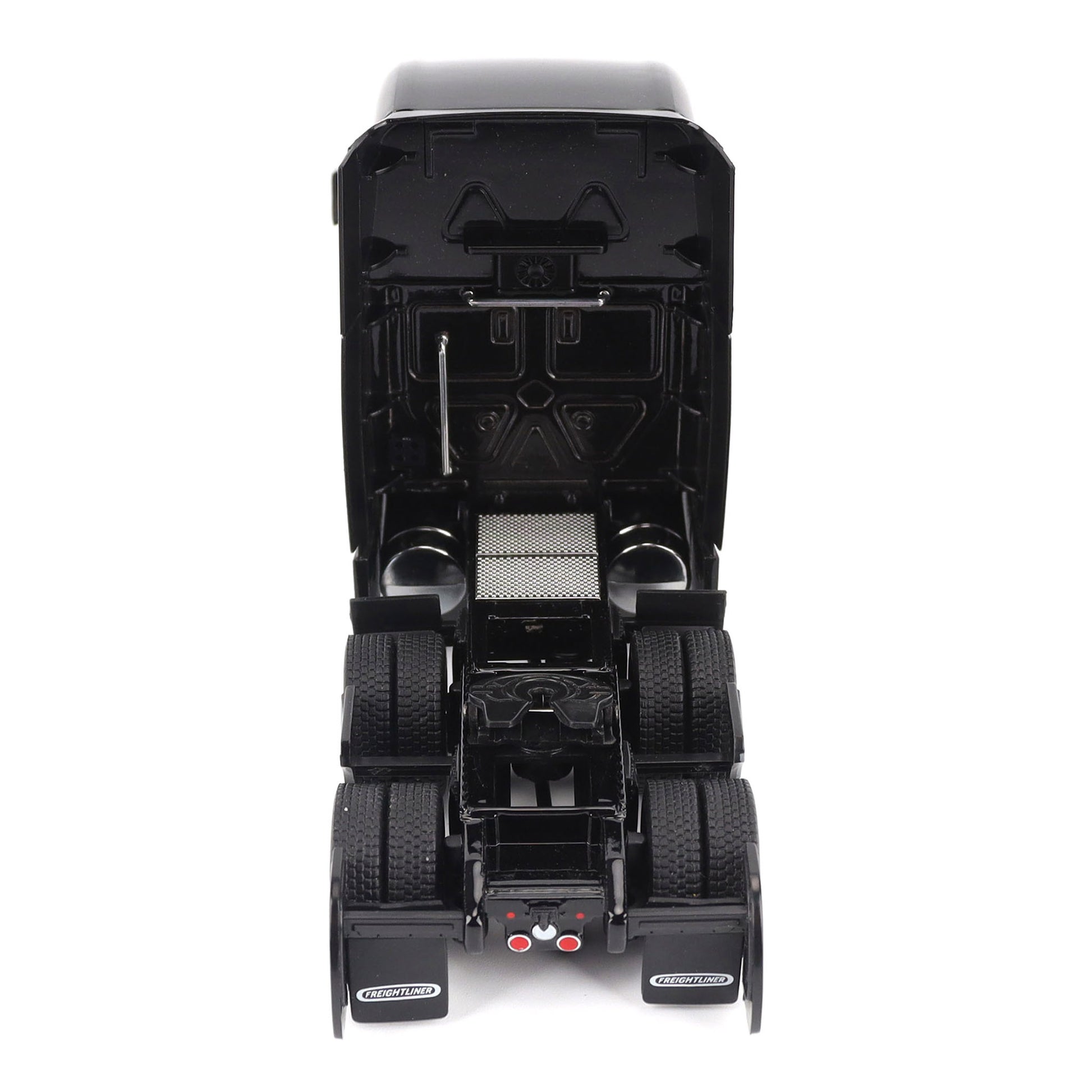 Model of a Black 2018 Freightliner Cascadia Hi-Roof Sleeper Tractor on a White Background