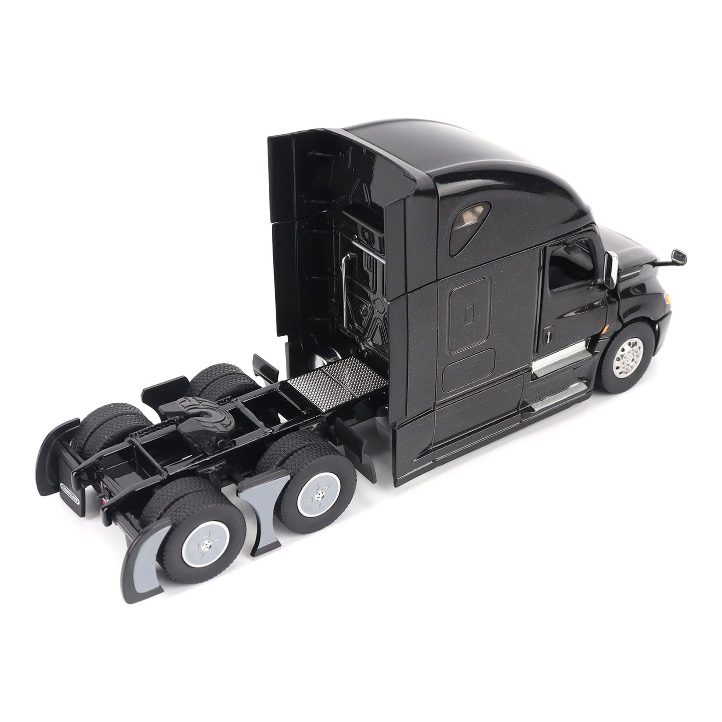 Model of a Black 2018 Freightliner Cascadia Hi-Roof Sleeper Tractor on a White Background