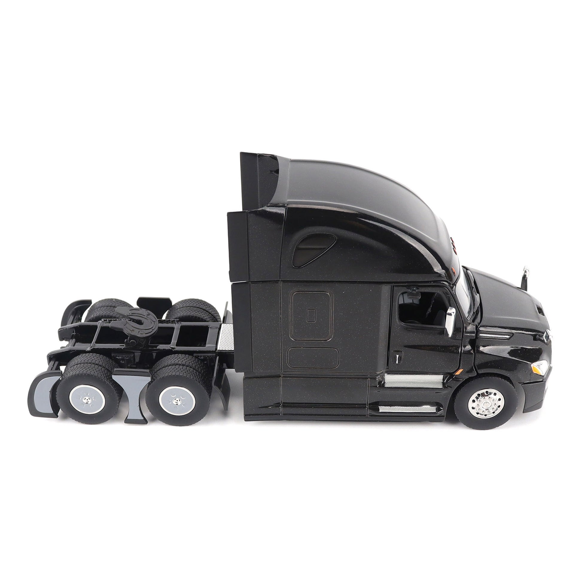 Model of a Black 2018 Freightliner Cascadia Hi-Roof Sleeper Tractor on a White Background
