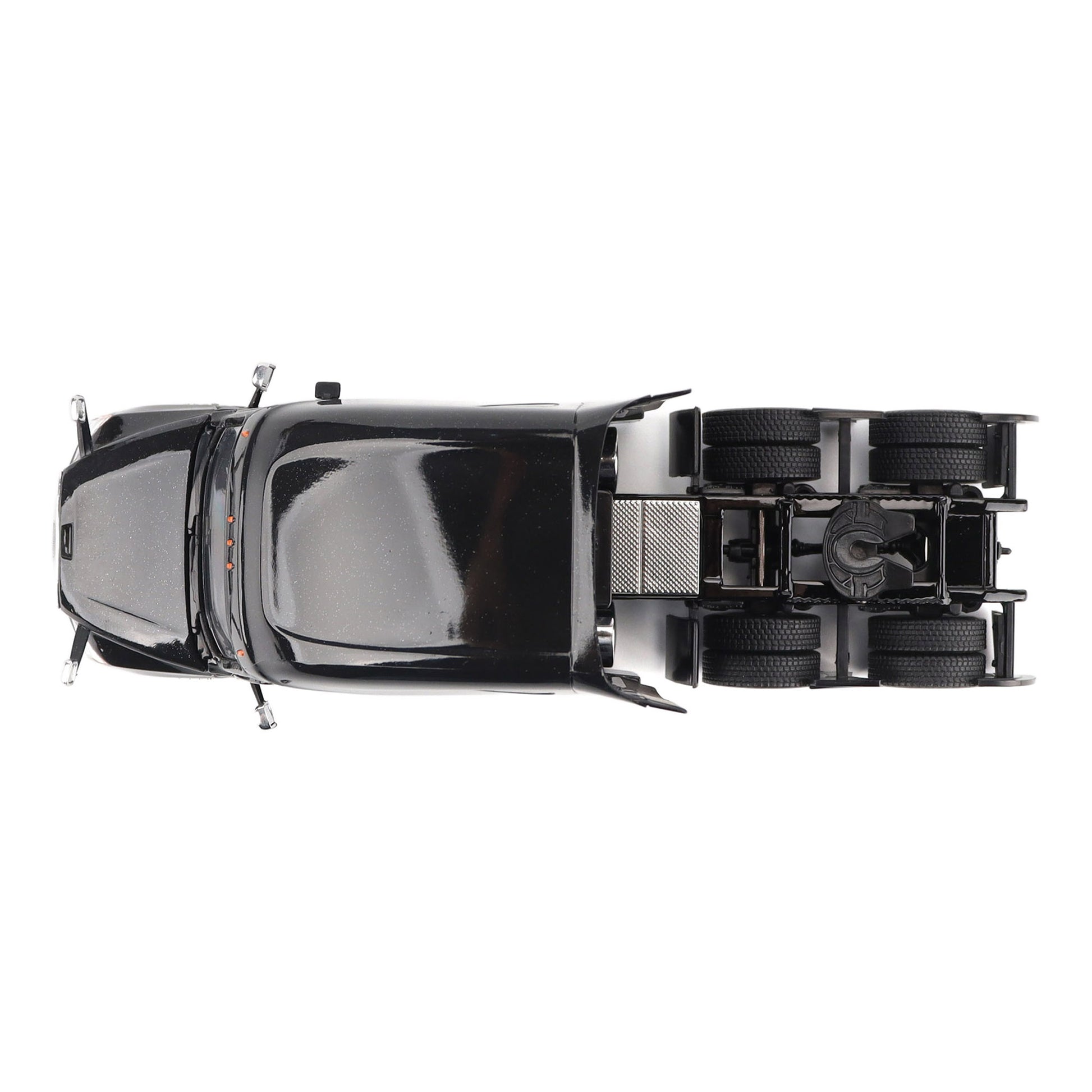 Model of a Black 2018 Freightliner Cascadia Hi-Roof Sleeper Tractor on a White Background
